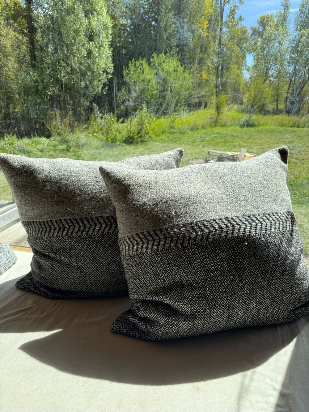 Libeco JULES Black and Grey Herringbone Pillow set with Inserts